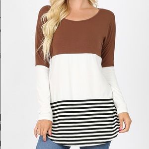 Zenana Outfitters Block Tee Size Large NWOT